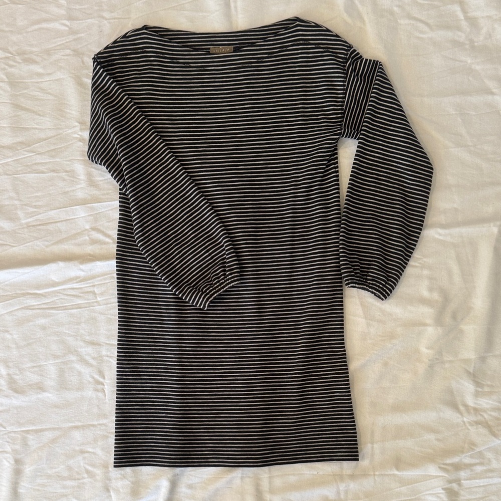 Lilla P Black & White Striped Boatneck Top